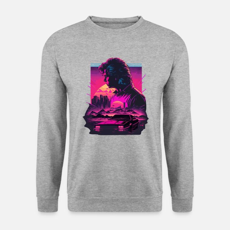 Neon-Retro-Kunst - Unisex Pullover - Weißgrau meliert