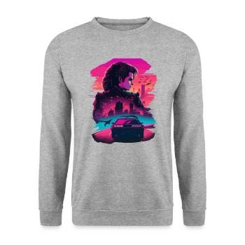 Retro Racing Girl - Unisex Sweatshirt - salt & pepper - Front - Alina (178cm) & Michal (187cm)