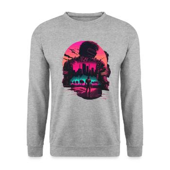Retro Cyborg - Unisex Sweatshirt - salt & pepper - Front - Alina (178cm) & Michal (187cm)