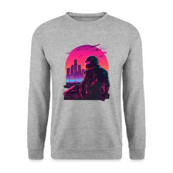 Retro Rennen - Unisex Pullover - Weißgrau meliert - Vorne - Alina (178cm) & Michal (187cm)