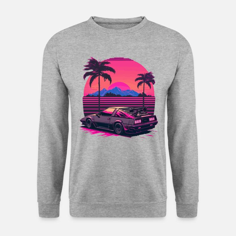 Chillwave-Auto - Unisex Pullover - Weißgrau meliert