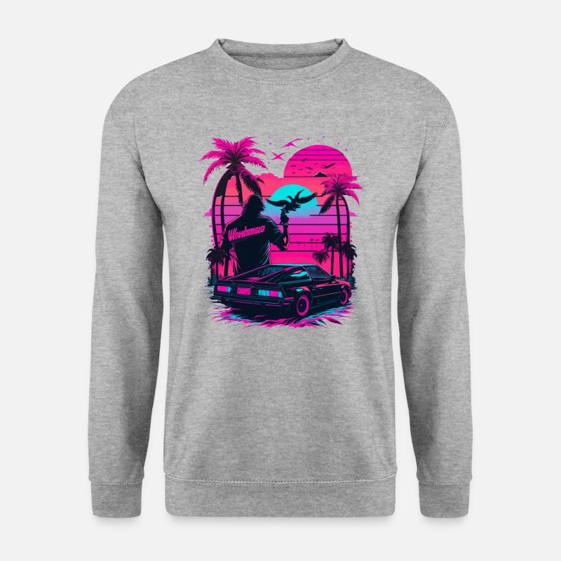 Retro - Unisex Pullover - Weißgrau meliert