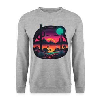 Neon Desert - Unisex Sweatshirt - salt & pepper - Front - Alina (178cm) & Michal (187cm)