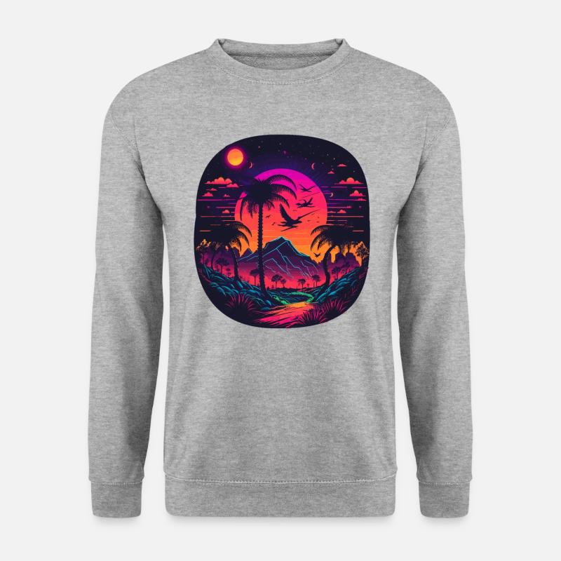 Synthwave - Unisex Pullover - Weißgrau meliert