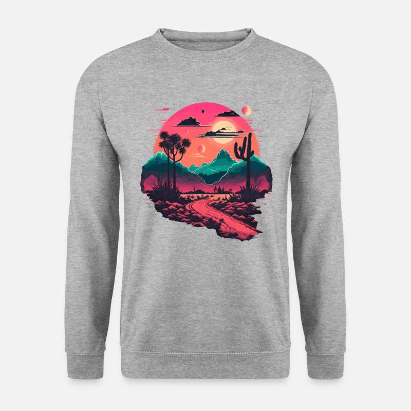Synthwave-Gebirge - Unisex Pullover - Weißgrau meliert