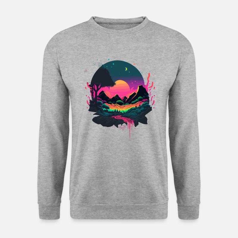 Neonfluss - Unisex Pullover - Weißgrau meliert