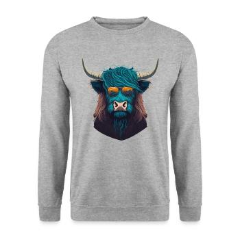 Yak avec Sunclasses - Sweat-shirt Unisexe - gris chiné - Devant - Alina (178cm) & Michal (187cm)