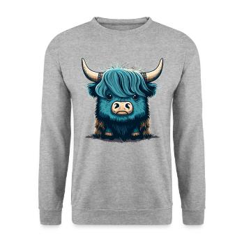 Cute Yak Illustration - Unisex Sweatshirt - salt & pepper - Front - Alina (178cm) & Michal (187cm)