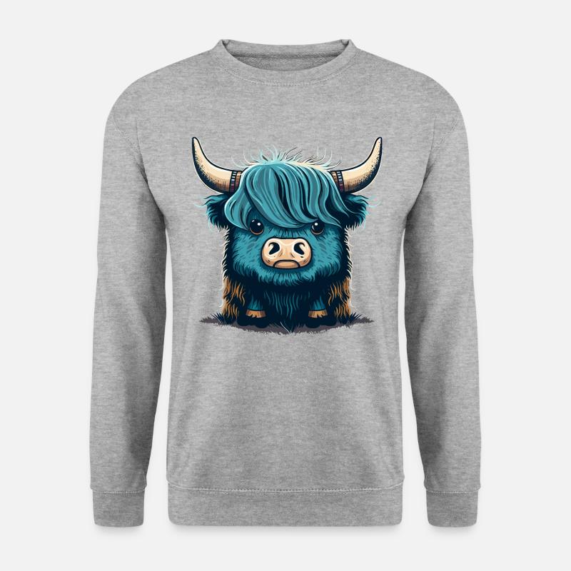 Nette Yak-Illustration - Unisex Pullover - Weißgrau meliert