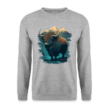 Œuvre d’art Yak - Sweat-shirt Unisexe - gris chiné - Devant - Alina (178cm) & Michal (187cm)