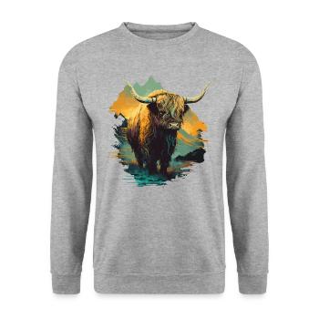 Yak Art - Sweat-shirt Unisexe - gris chiné - Devant - Alina (178cm) & Michal (187cm)