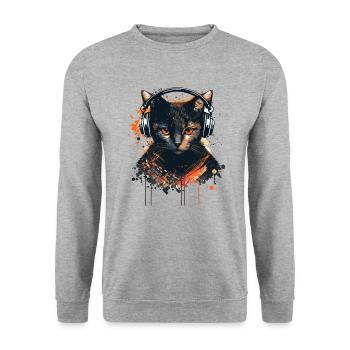 Chat joueur - Sweat-shirt Unisexe - gris chiné - Devant - Alina (178cm) & Michal (187cm)