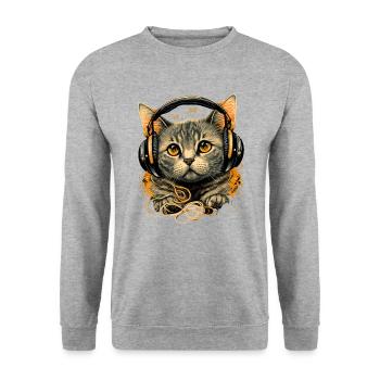 Cat and Music - Unisex Sweatshirt - salt & pepper - Front - Alina (178cm) & Michal (187cm)