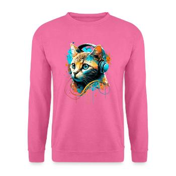 Katze hört Musik - Unisex Pullover - Pink - Vorne