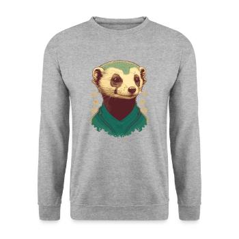 Cute Ferret - Unisex Sweatshirt - salt & pepper - Front - Alina (178cm) & Michal (187cm)