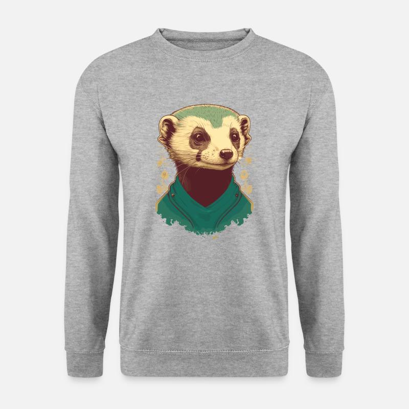 Niedliches Frettchen - Unisex Pullover - Weißgrau meliert
