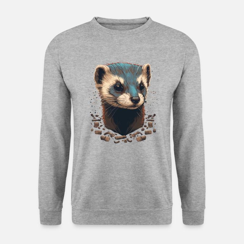 Frettchenkopf - Unisex Pullover - Weißgrau meliert