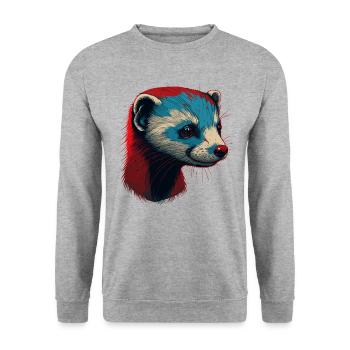 Rotes Frettchen - Unisex Pullover - Weißgrau meliert - Vorne - Alina (178cm) & Michal (187cm)
