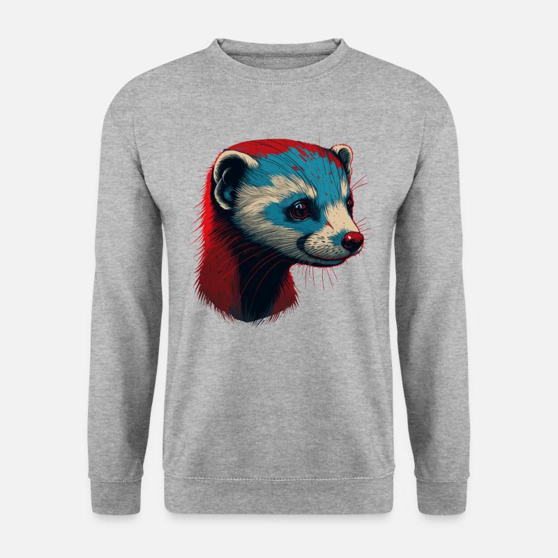 Rotes Frettchen - Unisex Pullover - Weißgrau meliert