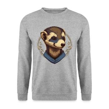 Funny Ferret - Unisex Sweatshirt - salt & pepper - Front - Alina (178cm) & Michal (187cm)