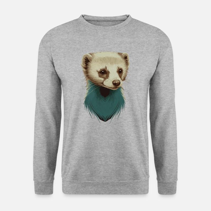 Niedliches Frettchen - Unisex Pullover - Weißgrau meliert