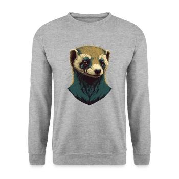 Ferret Head - Unisex Sweatshirt - salt & pepper - Front - Alina (178cm) & Michal (187cm)