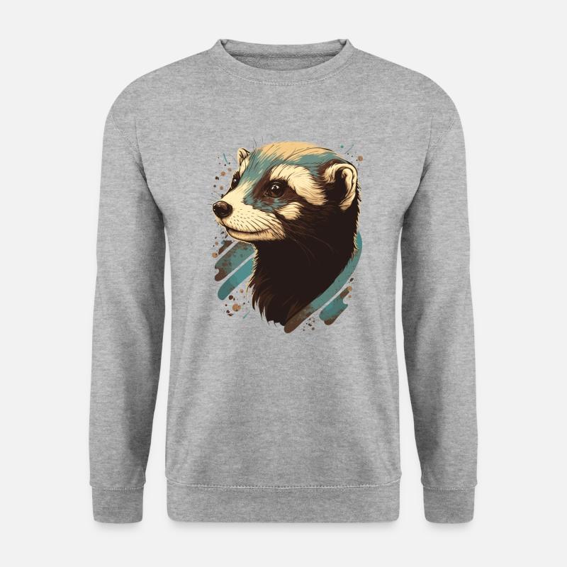 Frettchengesicht Illustration - Unisex Pullover - Weißgrau meliert