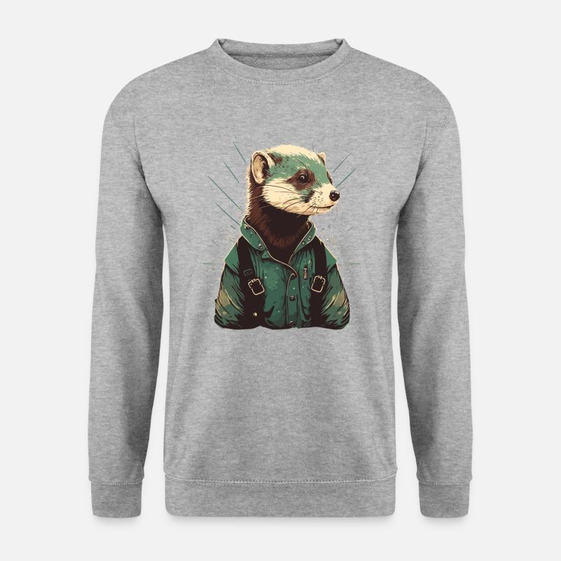 Kühles Frettchen - Unisex Pullover - Weißgrau meliert