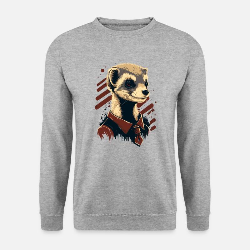 Furet avec cravate - Sweat-shirt Unisexe - gris chiné
