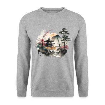 Sakura - Unisex Pullover - Weißgrau meliert - Vorne - Alina (178cm) & Michal (187cm)
