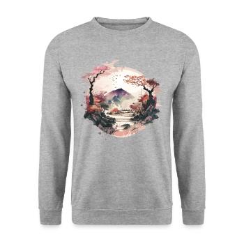 Zen-Garten - Unisex Pullover - Weißgrau meliert - Vorne - Alina (178cm) & Michal (187cm)