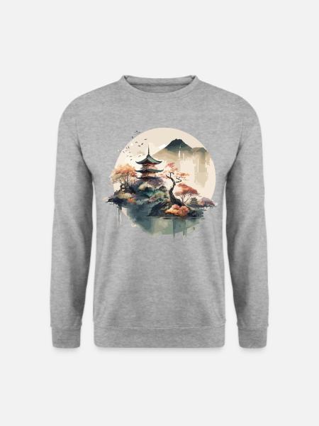 Art traditionnel japonais de la gravure sur bois - Sweat-shirt Unisexe - gris chiné