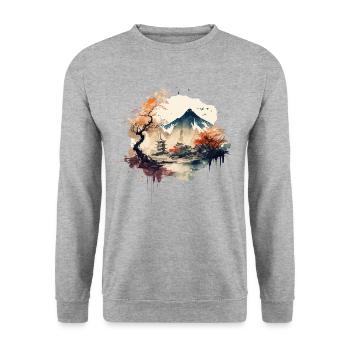Paysage chinois - Sweat-shirt Unisexe - gris chiné - Devant - Alina (178cm) & Michal (187cm)