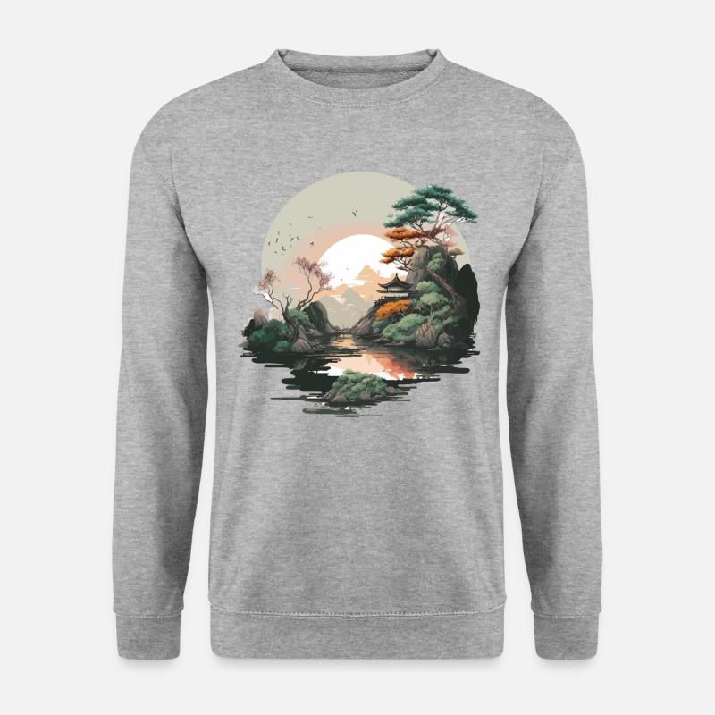 Sonnenaufgang Kunstwerk - Unisex Pullover - Weißgrau meliert