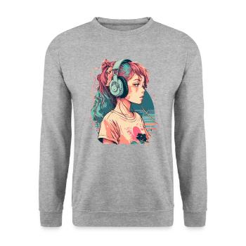 Lofi Chill Music - Unisex Sweatshirt - salt & pepper - Front - Alina (178cm) & Michal (187cm)
