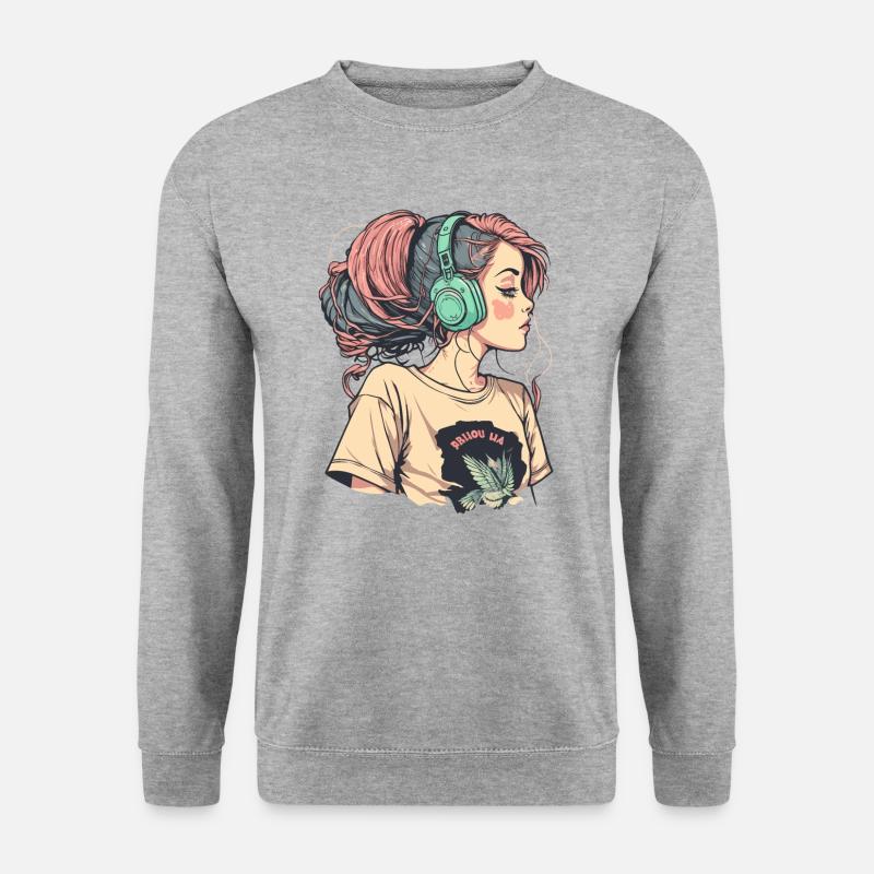 Lofi Beats - Unisex Pullover - Weißgrau meliert