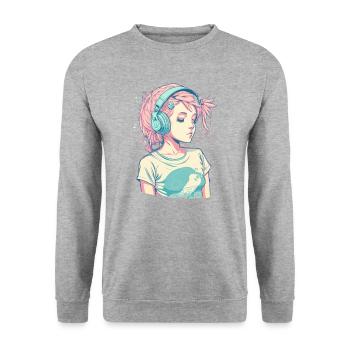 E-Girl - Unisex Pullover - Weißgrau meliert - Vorne - Alina (178cm) & Michal (187cm)