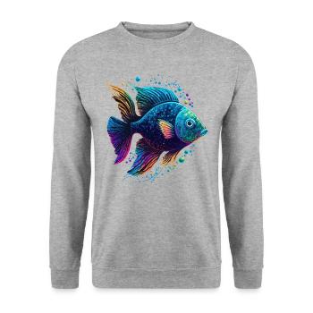 Regenbogenfisch - Unisex Pullover - Weißgrau meliert - Vorne - Alina (178cm) & Michal (187cm)
