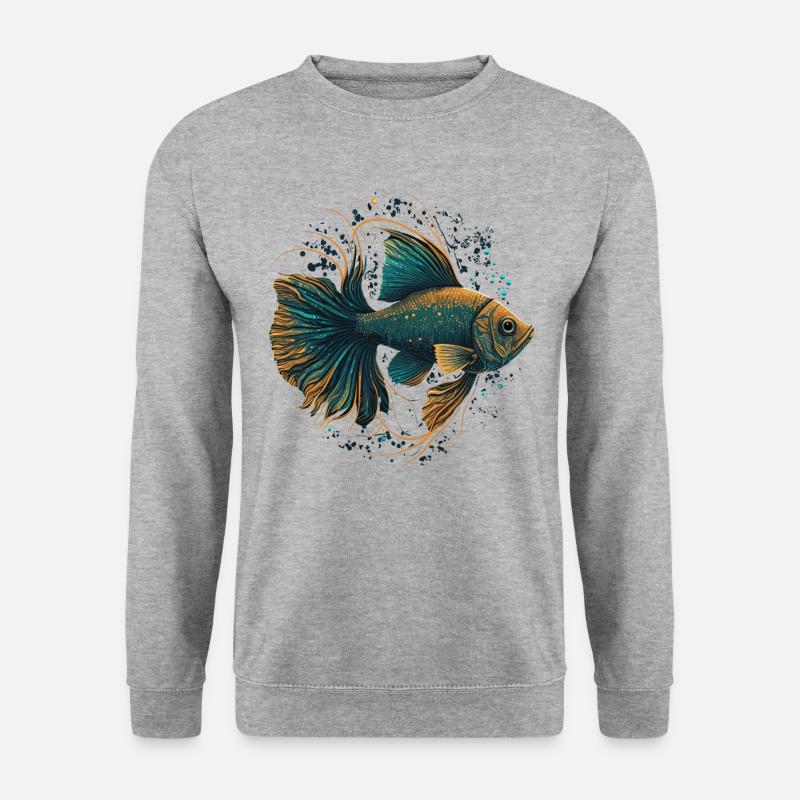 Fisch Illustration - Unisex Pullover - Weißgrau meliert