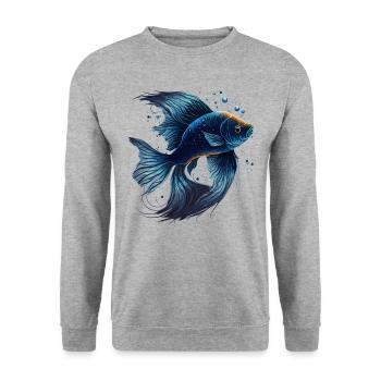 Blauer Fisch - Unisex Pullover - Weißgrau meliert - Vorne - Alina (178cm) & Michal (187cm)