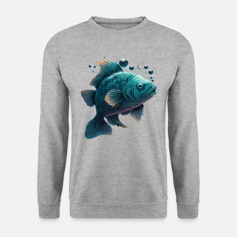 Fliegenfischen - Unisex Pullover - Weißgrau meliert