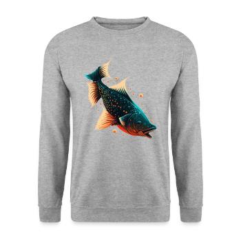 Fisch Liebe - Unisex Pullover - Weißgrau meliert - Vorne - Alina (178cm) & Michal (187cm)