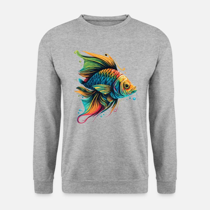 Einzigartiger Fisch - Unisex Pullover - Weißgrau meliert