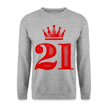 21 Number crown - Unisex Sweatshirt - salt & pepper - Front - Alina (178cm) & Michal (187cm)