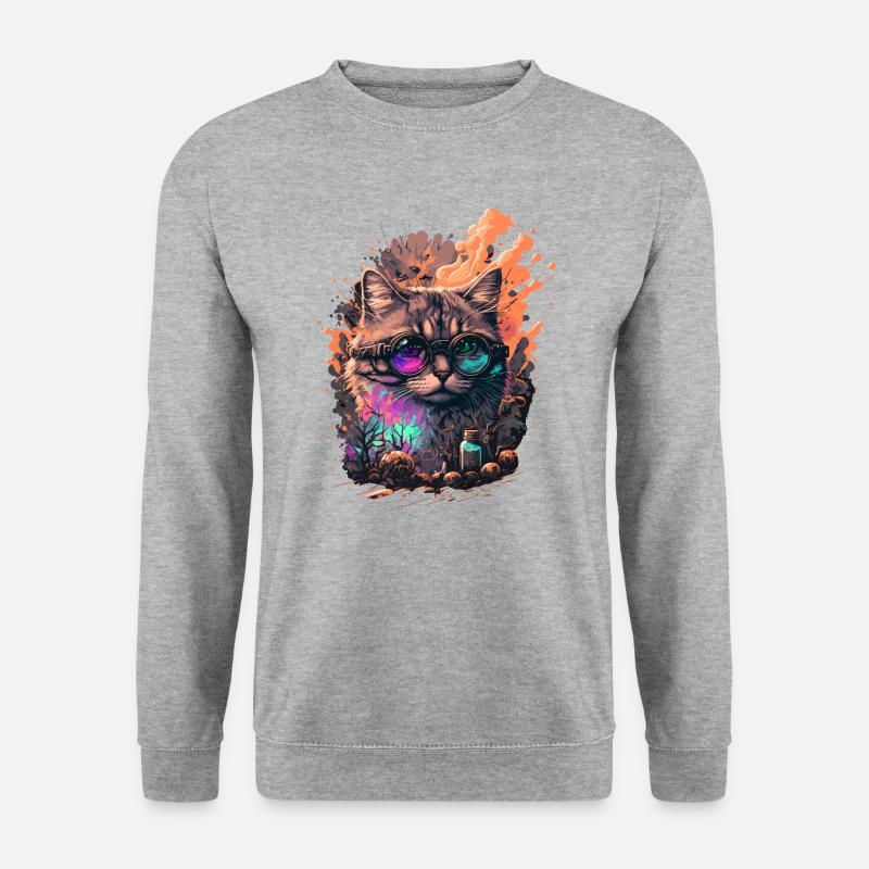 Posion Katze - Unisex Pullover - Weißgrau meliert