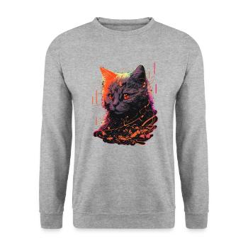 Cute Vintage Cat - Unisex Sweatshirt - salt & pepper - Front - Alina (178cm) & Michal (187cm)
