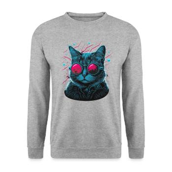Dj Cat - Sweat-shirt Unisexe - gris chiné - Devant - Alina (178cm) & Michal (187cm)