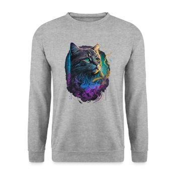 Festival Cat - Unisex Sweatshirt - salt & pepper - Front - Alina (178cm) & Michal (187cm)