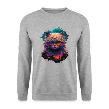 Chat porte-bonheur - Sweat-shirt Unisexe - gris chiné - Devant - Alina (178cm) & Michal (187cm)