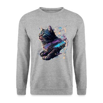 Œuvre d’art de chat - Sweat-shirt Unisexe - gris chiné - Devant - Alina (178cm) & Michal (187cm)
